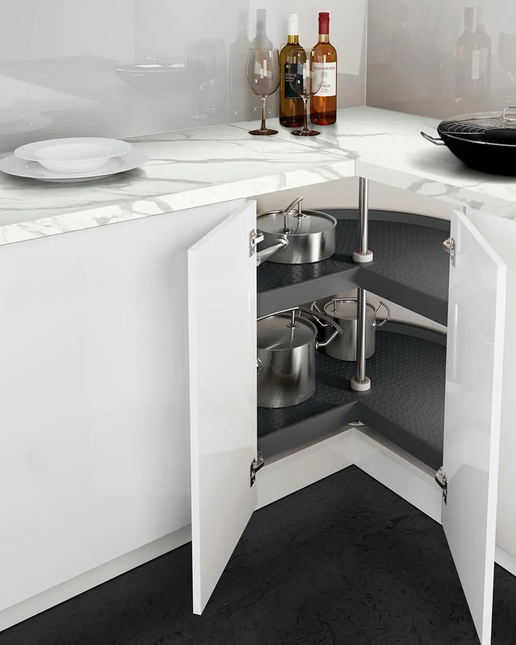 Corner Base Unit with Flex 3/4 Swivel Trays