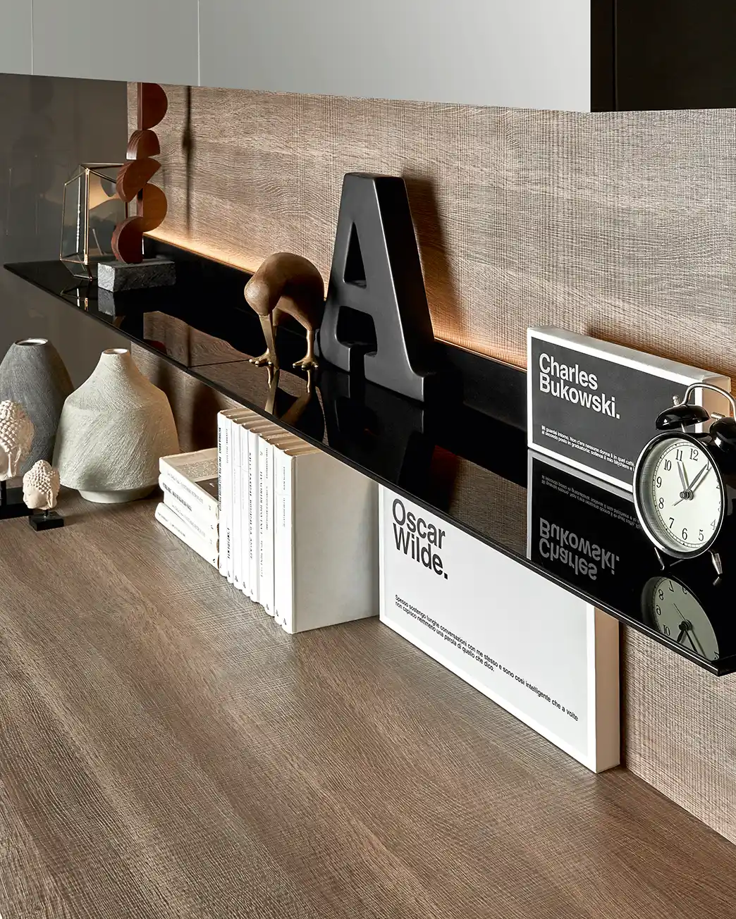 Metal Black Shelf with LED Lighting