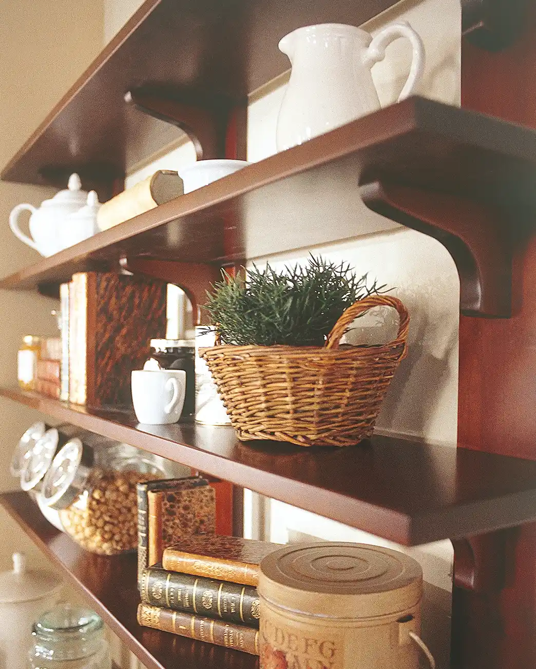 Wall Unit with Wooden Shelves
