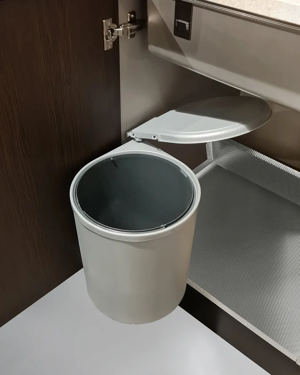 Metallic Gray Round Trash Can
