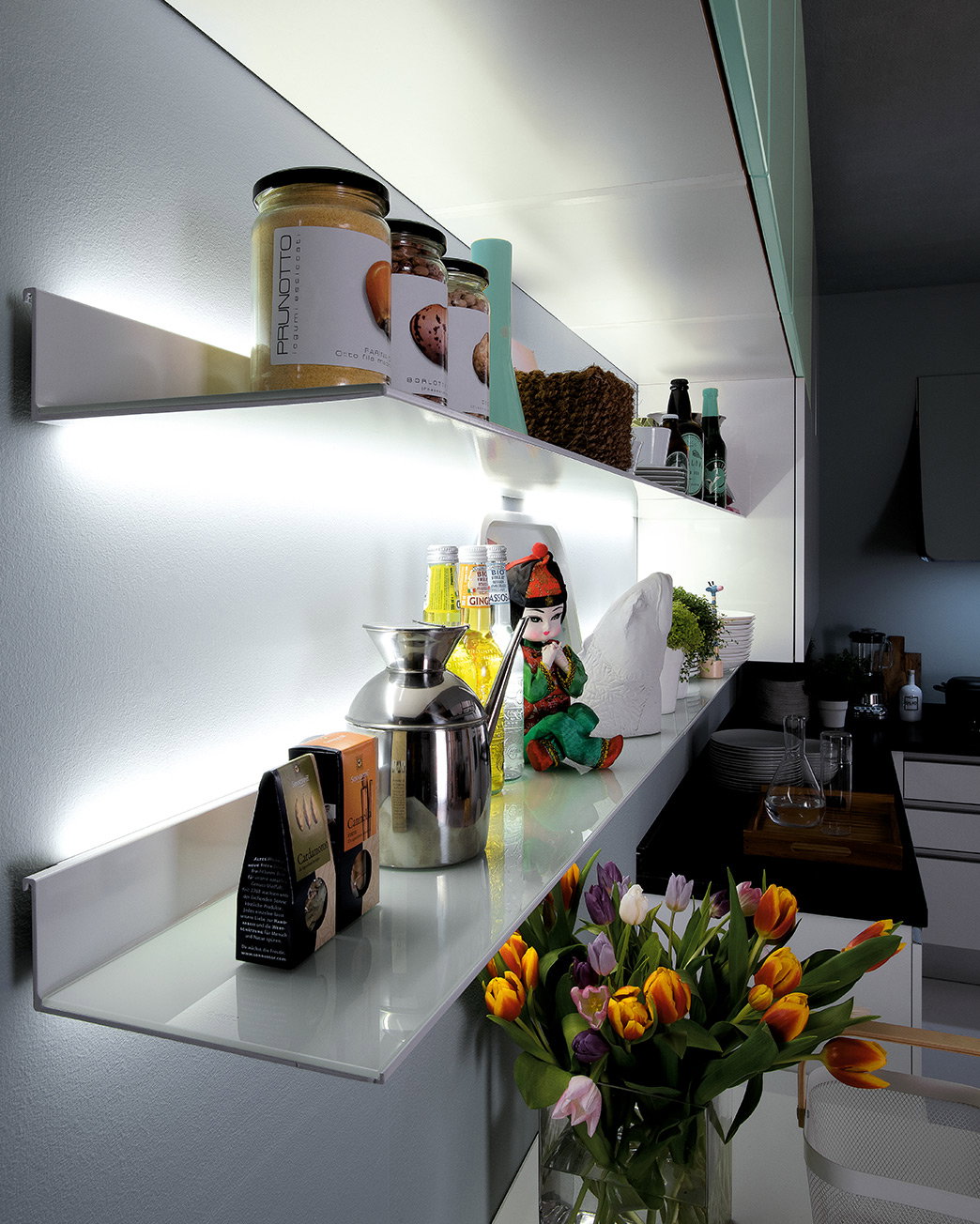 Metal White Shelf with LED Lighting