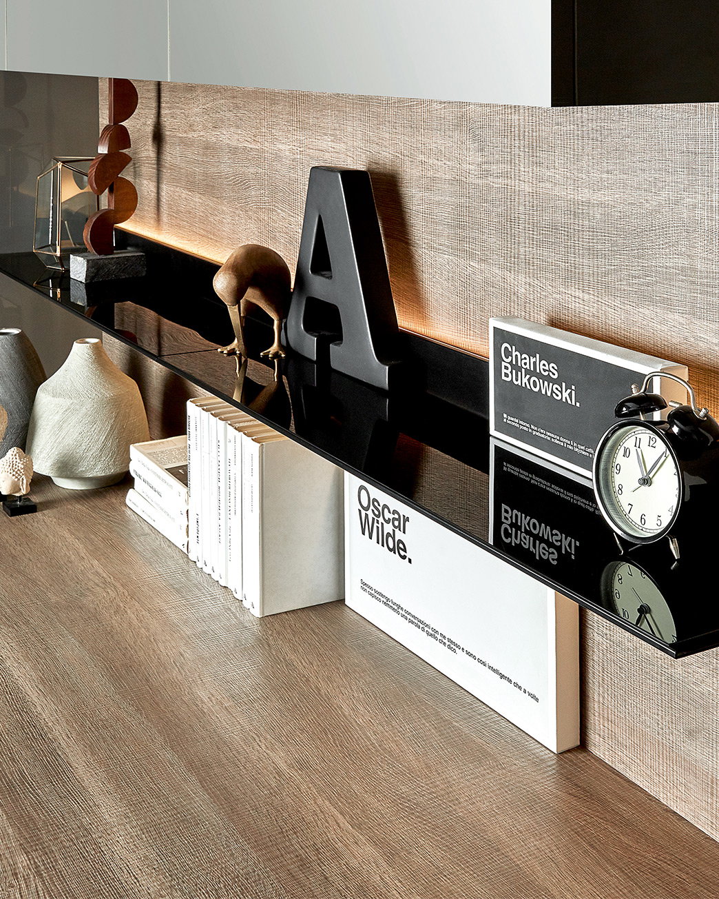 Metal Black Shelf with LED Lighting